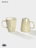 Кружки Magistro Mediterana, набор 2 шт.: 320 мл, фарфор, бежевые - Фото 2