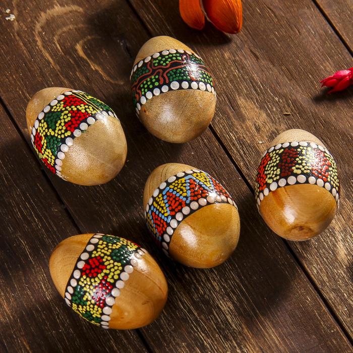 Сувенирный музыкальный инструмент Маракас «Яйцо с узором», 6.5×5×5 см, МИКС - Фото 1