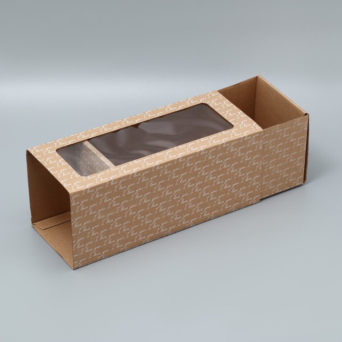 Коробка складная с PVC-окном Love you, 16 х 35 х 12 см