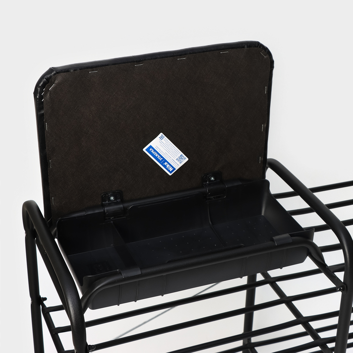 Этажерка для обуви с сиденьем и ящиком «Люкс», 79×33×50 см, цвет чёрный