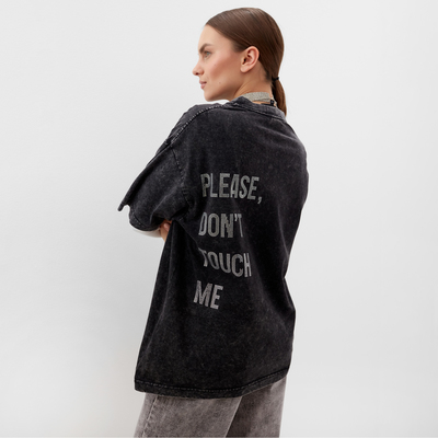 Футболка из вареного хлопка женская Mist Don't touch me, размер S, чёрная