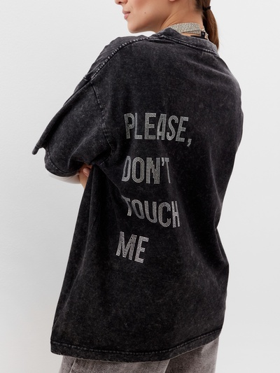 Футболка женская из вареного хлопка Mist Don't touch me, размер 42 (S), чёрная