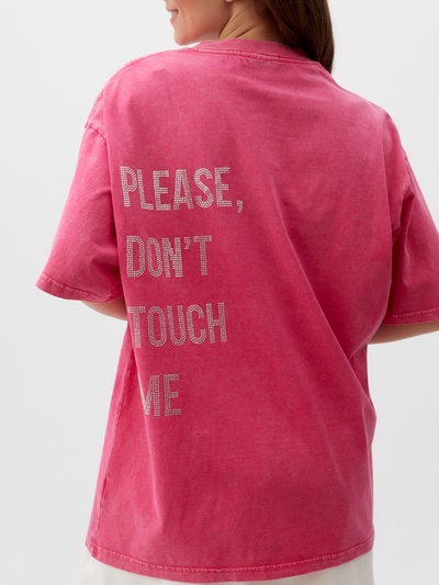 Футболка женская из вареного хлопка Mist Don't touch me, размер 44 (M), розовая