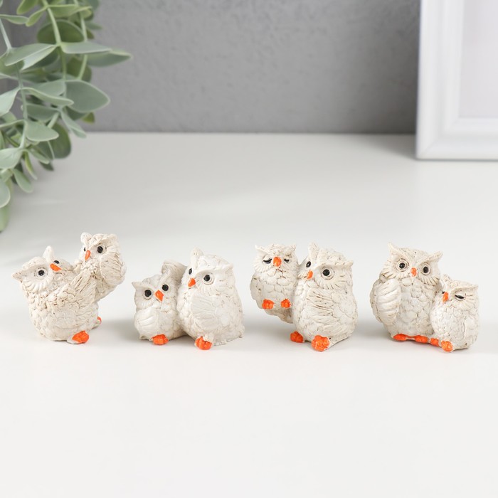 Фигурка полистоун «Сова и малыш-совёнок», 2.7×4.3×3.8 см, МИКС - Фото 1