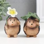 Фигурка полистоун «Ёжик с цветком или листиком», 3.8×4.3×7.5 см, МИКС - Фото 1