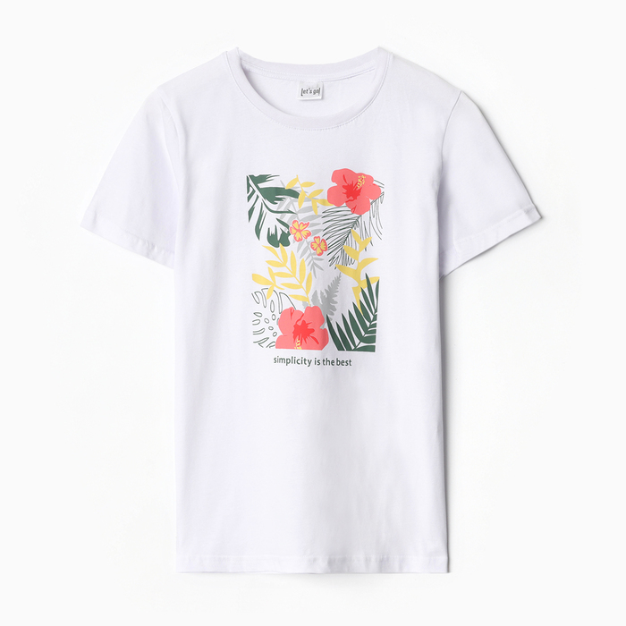 Футболка женская с принтом Let's go, белая, размер 44