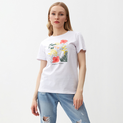 Футболка женская Let's go, белая, размер 54