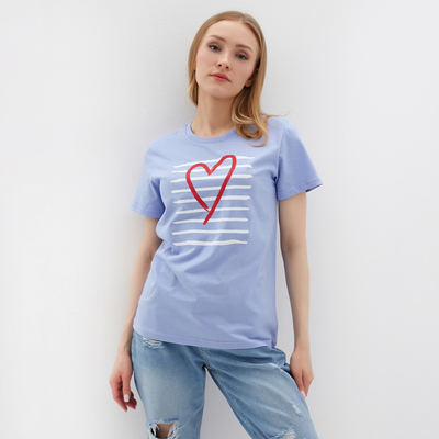 Футболка женская Let's go, голубая, размер 44