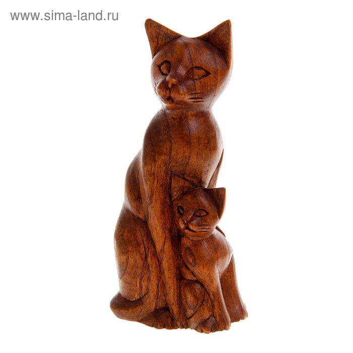 Сувенир дерево "Кошка с котенком" 5х8х16 см - Фото 1