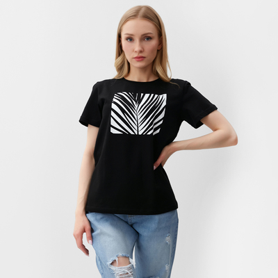 Футболка женская Let's go, чёрная, размер 52