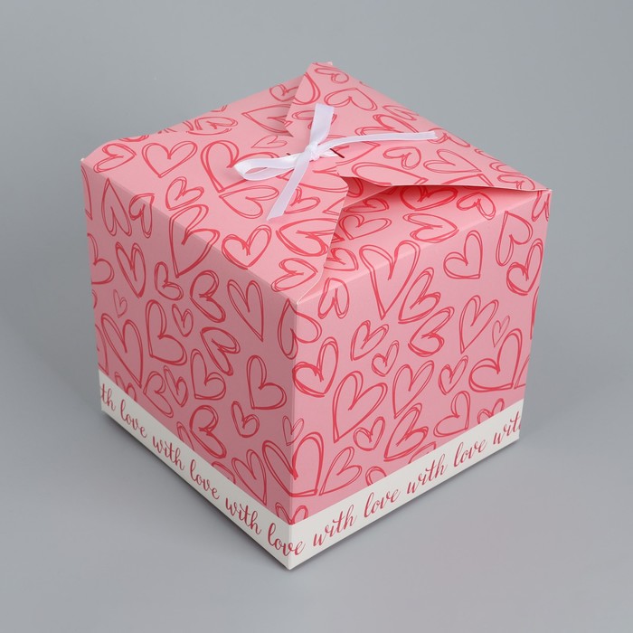 Складная коробка «Сердечки», 18 х 18 х 18 см