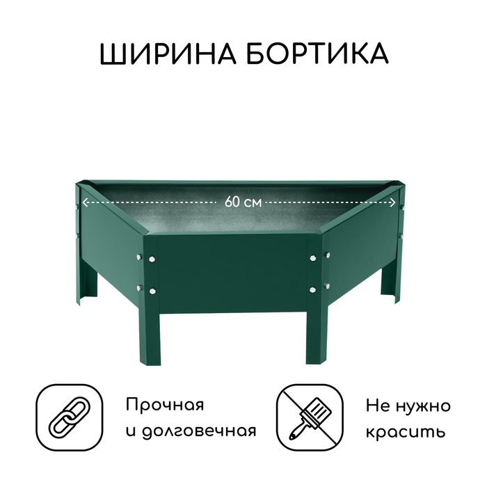 Клумба оцинкованная «Трапеция», d = 60 см, h=15 см, зелёная Greengo