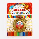 Медаль школьная на Выпускной «Выпускник начальной школы 2024», на ленте, золото, металл, d = 5,5 см - Фото 1