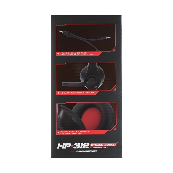 Наушники Xtrike Me HP-312, игровые, полноразмерные, микрофон, 2х3.5 мм, 1.8 м, чёрные