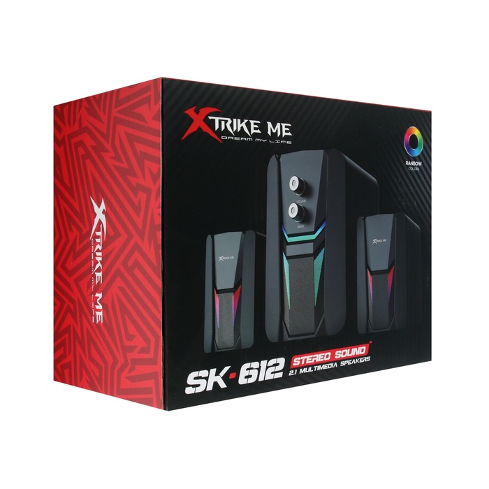 Компьютерные колонки Xtrike Me SK-612, 2х3 Вт + 5 Вт, USB, подсветка, чёрные