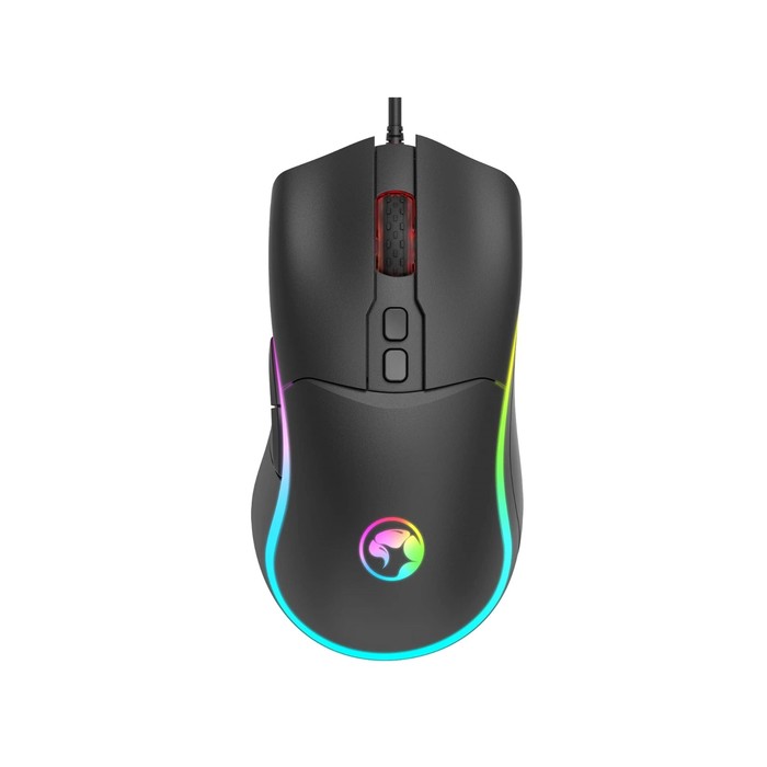 Мышь Marvo M358, игровая, проводная, 4 кнопки, оптическая, RGB, 12800 dpi, USB, 1.6м, чёрная - Фото 1