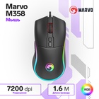 Мышь Marvo M358, игровая, проводная, 4 кнопки, оптическая, RGB, 7200 dpi, USB, 1.6м, чёрная 9888243 - фото 14077684