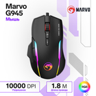 Мышь Marvo G945, игровая, проводная, оптическая, RGB, 10000 dpi, USB, 1.8 м, чёрная - фото 3355191