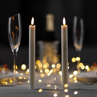 Набор светодиодных свечей, белые, 2 × 25 × 2 см, пластик, воск, батарейки АААх2 (не в комплекте), свечение тёплое белое, 2 шт.
