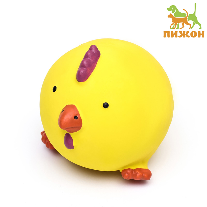 Игрушка пищащая для собак из латекса "Цыплёнок-Мяч", 8 см, жёлтая - Фото 1