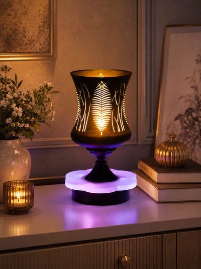 Аромалампа электрическая RISALUX «Листья», подсветка, RGB, GU10, 35 Вт, чёрная, 11×11×23 см