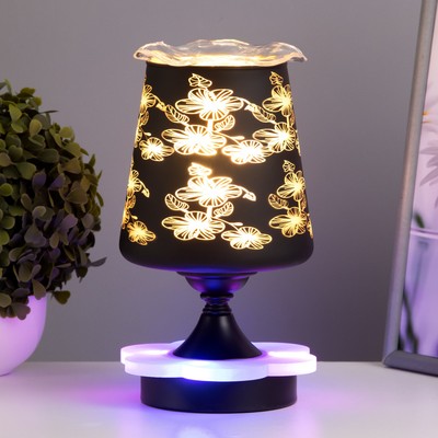 Аромалампа с подсветкой «Цветы» E14 40 Вт +RGB черный 12.5×12.5×23 см