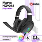 Наушники Marvo HG9068, игровые, полноразмерные, микрофон, USB, 2.1 м, RGB, чёрные - Фото 1