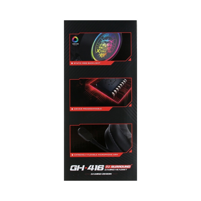 Наушники Xtrike Me GH-416, игровые, полноразмерные, подсветка, mic, USB, 2 м,чёрный - фото 51540661