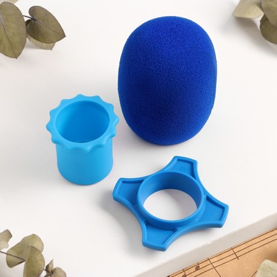 Набор аксессуаров для микрофона Music Life: ветрозащита, кольца, синий, d=3.7 см