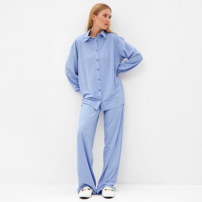 Пижама женская (сорочка, брюки) MINAKU: Home collection цвет голубой, р-р 42