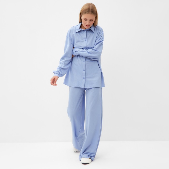 Комплект женский (сорочка, брюки) MINAKU: Home collection цвет голубой, р-р 42