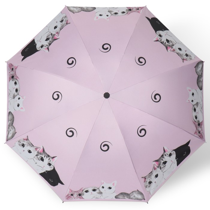 Зонт механический «Котики», эпонж, 4 сложения, 8 спиц, R = 47 см, цвет МИКС - фото 1908101407