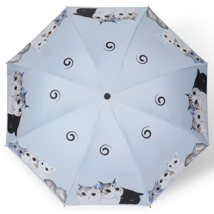 Зонт механический «Котики», эпонж, 4 сложения, 8 спиц, R = 47 см, цвет МИКС - фото 1908101400