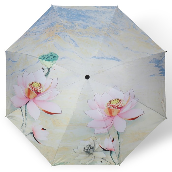 Зонт механический «Лилии», эпонж, 4 сложения, 8 спиц, R = 47 см, цвет МИКС - фото 1927081226