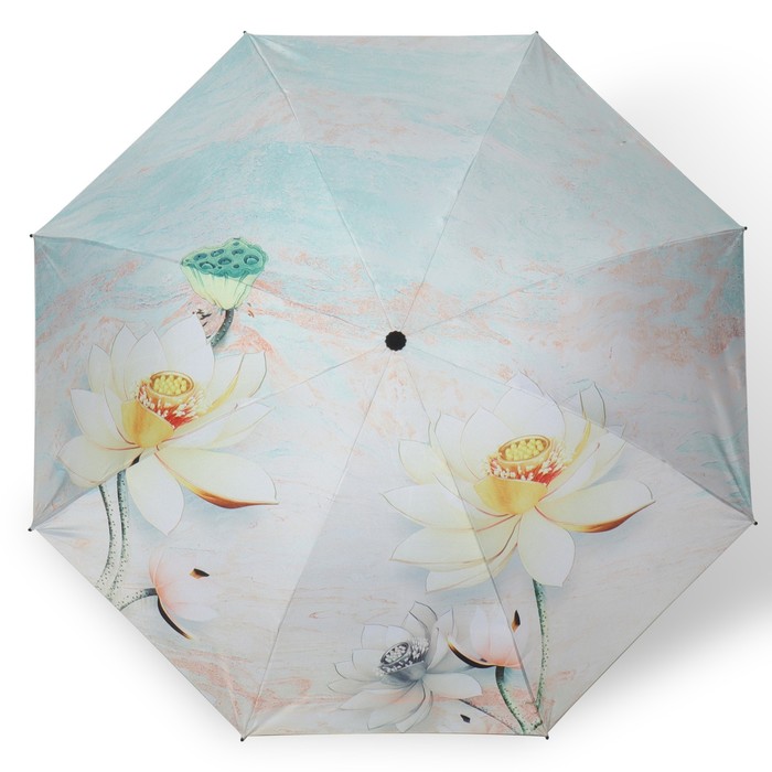 Зонт механический «Лилии», эпонж, 4 сложения, 8 спиц, R = 47 см, цвет МИКС - фото 1927081228
