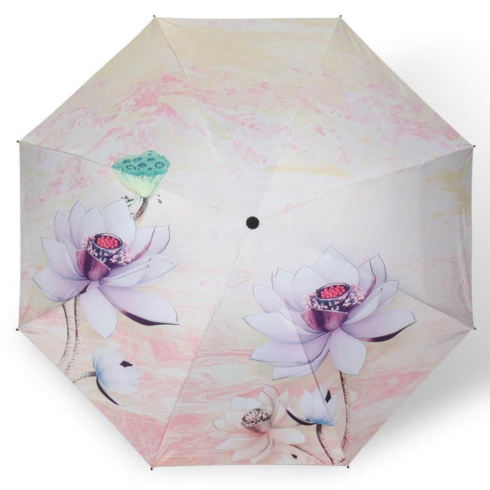 Зонт механический «Лилии», эпонж, 4 сложения, 8 спиц, R = 47 см, цвет МИКС - фото 1927081218