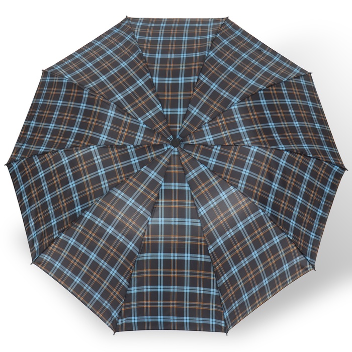 Зонт механический «Клетка», 4 сложения, 10 спиц, R = 53 см, цвет МИКС - фото 1927081242