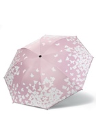 Зонт механический «Бабочки», с проявляющимся рисунком, эпонж, 4 сложения, 8 спиц, R=49/55 см, d=98 см, розовый - Фото 2
