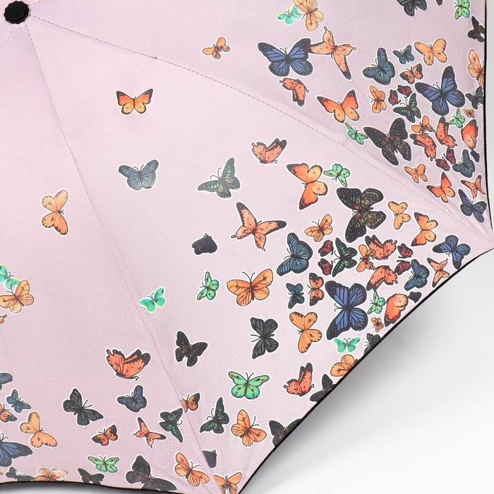 Зонт механический «Бабочки», с проявляющимся рисунком, эпонж, 4 сложения, 8 спиц, R = 49 см, цвет МИКС - фото 1906657240
