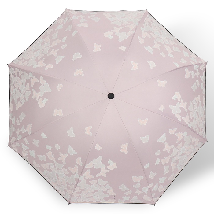 Зонт механический «Бабочки», с проявляющимся рисунком, эпонж, 4 сложения, 8 спиц, R = 49 см, цвет МИКС - фото 1906657243