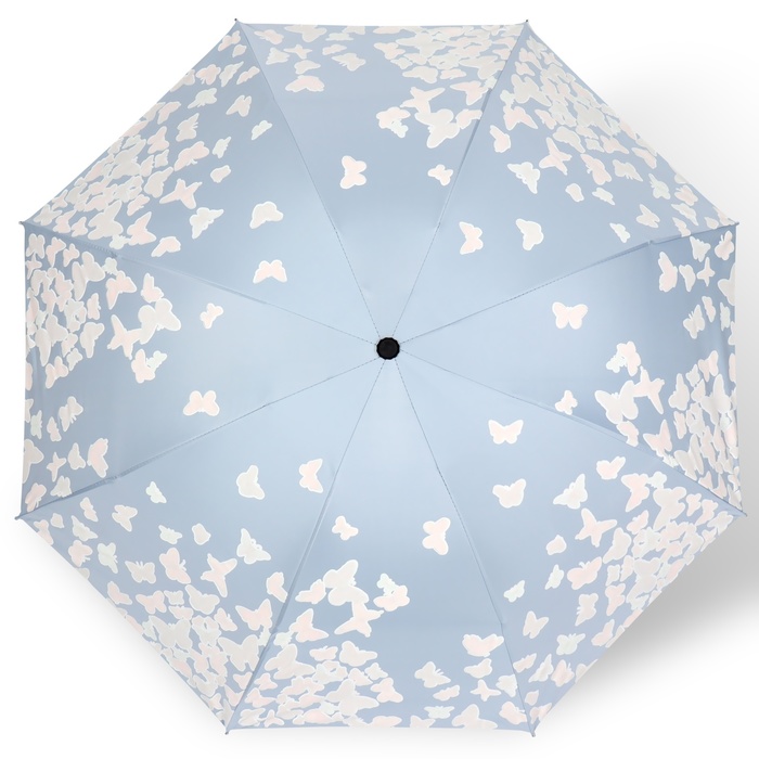 Зонт механический «Бабочки», с проявляющимся рисунком, эпонж, 4 сложения, 8 спиц, R = 49 см, цвет МИКС - фото 1906657248