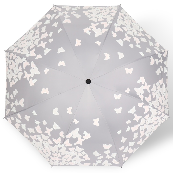 Зонт механический «Бабочки», с проявляющимся рисунком, эпонж, 4 сложения, 8 спиц, R = 49 см, цвет МИКС - фото 1906657249