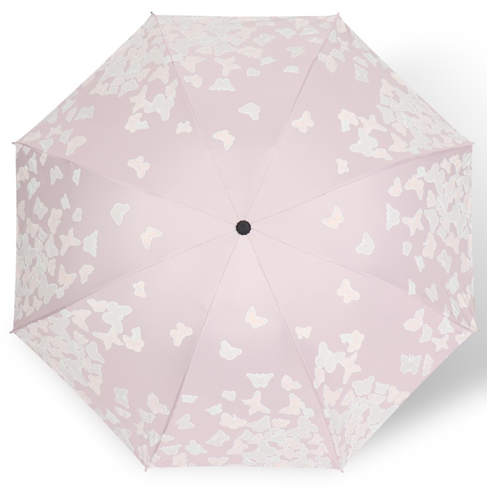 Зонт механический «Бабочки», с проявляющимся рисунком, эпонж, 4 сложения, 8 спиц, R = 49 см, цвет МИКС - фото 1906657236