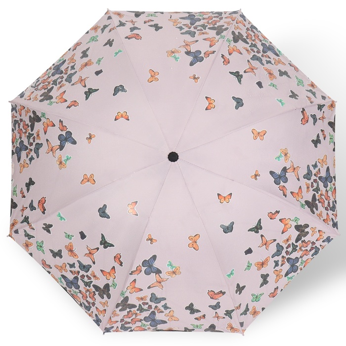 Зонт механический «Бабочки», с проявляющимся рисунком, эпонж, 4 сложения, 8 спиц, R = 49 см, цвет МИКС - фото 1906657237
