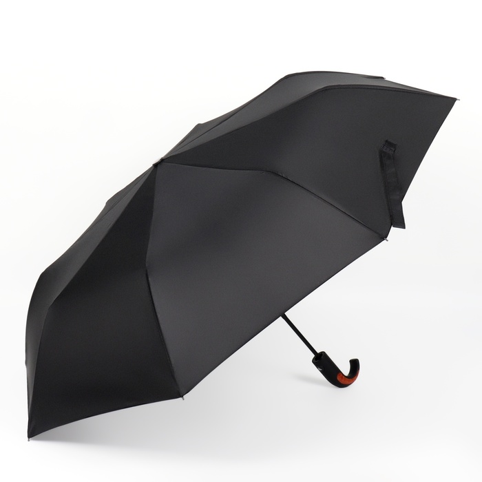 Зонт полуавтоматический «Однотон», 3 сложения, 8 спиц, R = 49 см, цвет чёрный - фото 1883093020