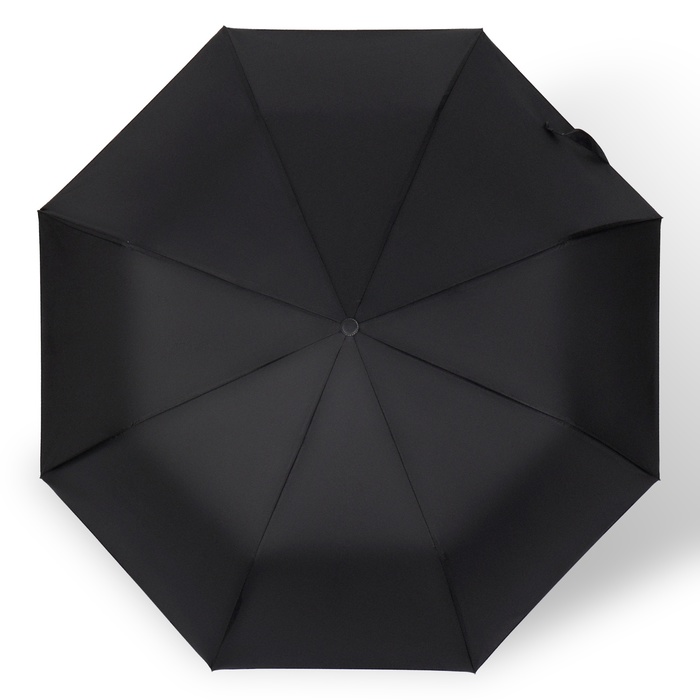 Зонт полуавтоматический «Однотон», 3 сложения, 8 спиц, R = 49 см, цвет чёрный - фото 1905196370