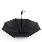 Зонт полуавтоматический «Однотон», 3 сложения, 8 спиц, R = 49 см, цвет чёрный - фото 9390611
