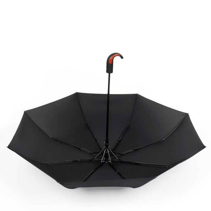 Зонт полуавтоматический «Однотон», 3 сложения, 8 спиц, R = 49 см, цвет чёрный - фото 1883093022