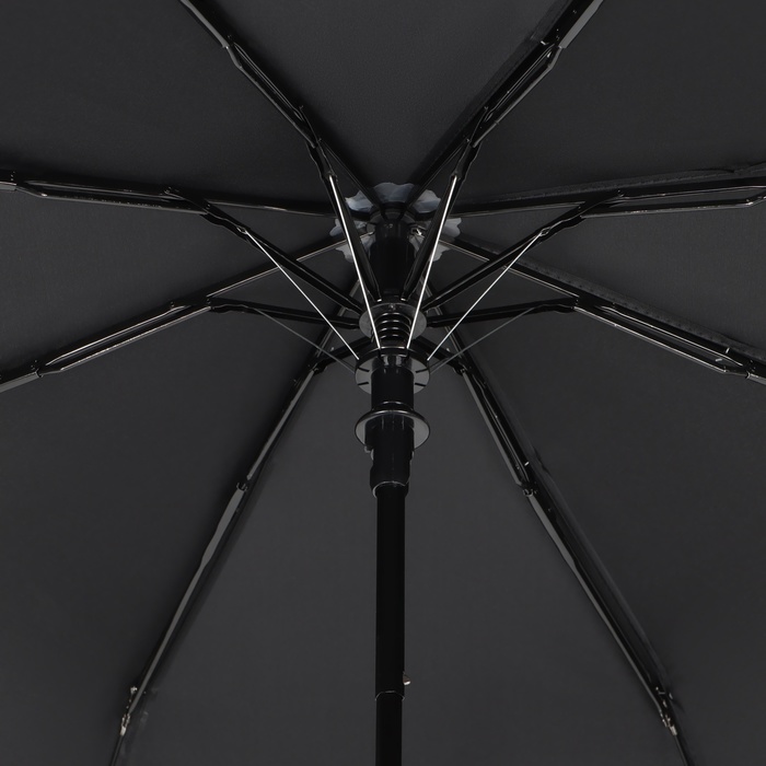 Зонт полуавтоматический «Однотон», 3 сложения, 8 спиц, R = 49 см, цвет чёрный