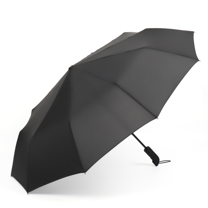 Зонт автоматический «Однотон», 3 сложения, 10 спиц, R = 50 см, цвет чёрный - фото 1883093034